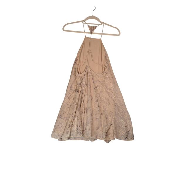 Silence Noise Anthropologie Dress Womens S Beige Metallic Animal Halter Mini - Picture 8 of 13